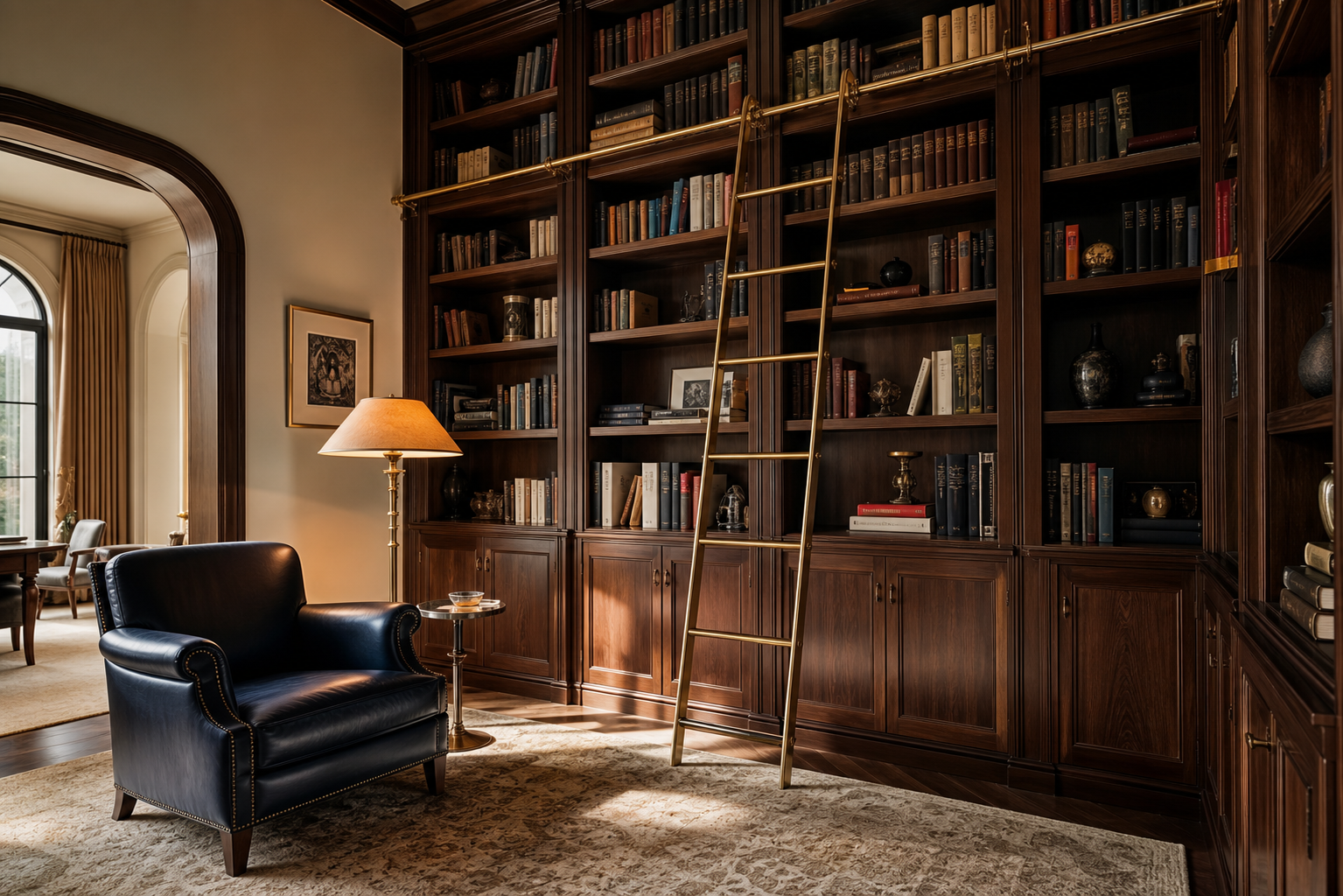 Libreria su misura in noce
